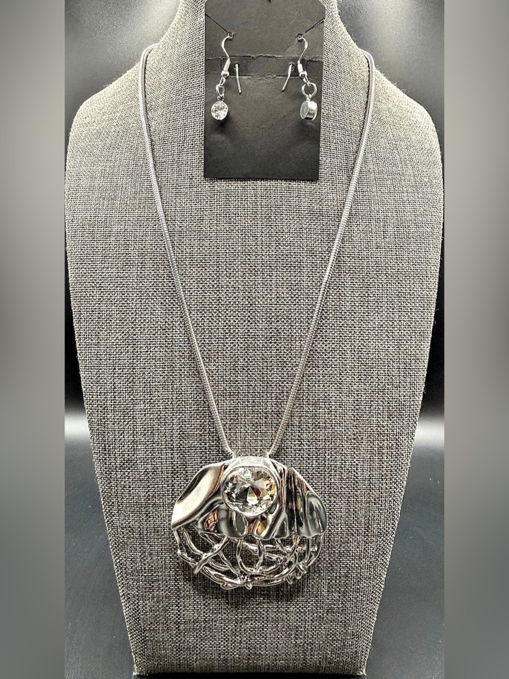Silver Statement Necklace & Earrings